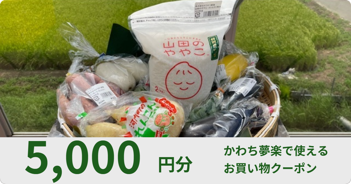 【5,000円分】かわち夢楽で使えるクーポン